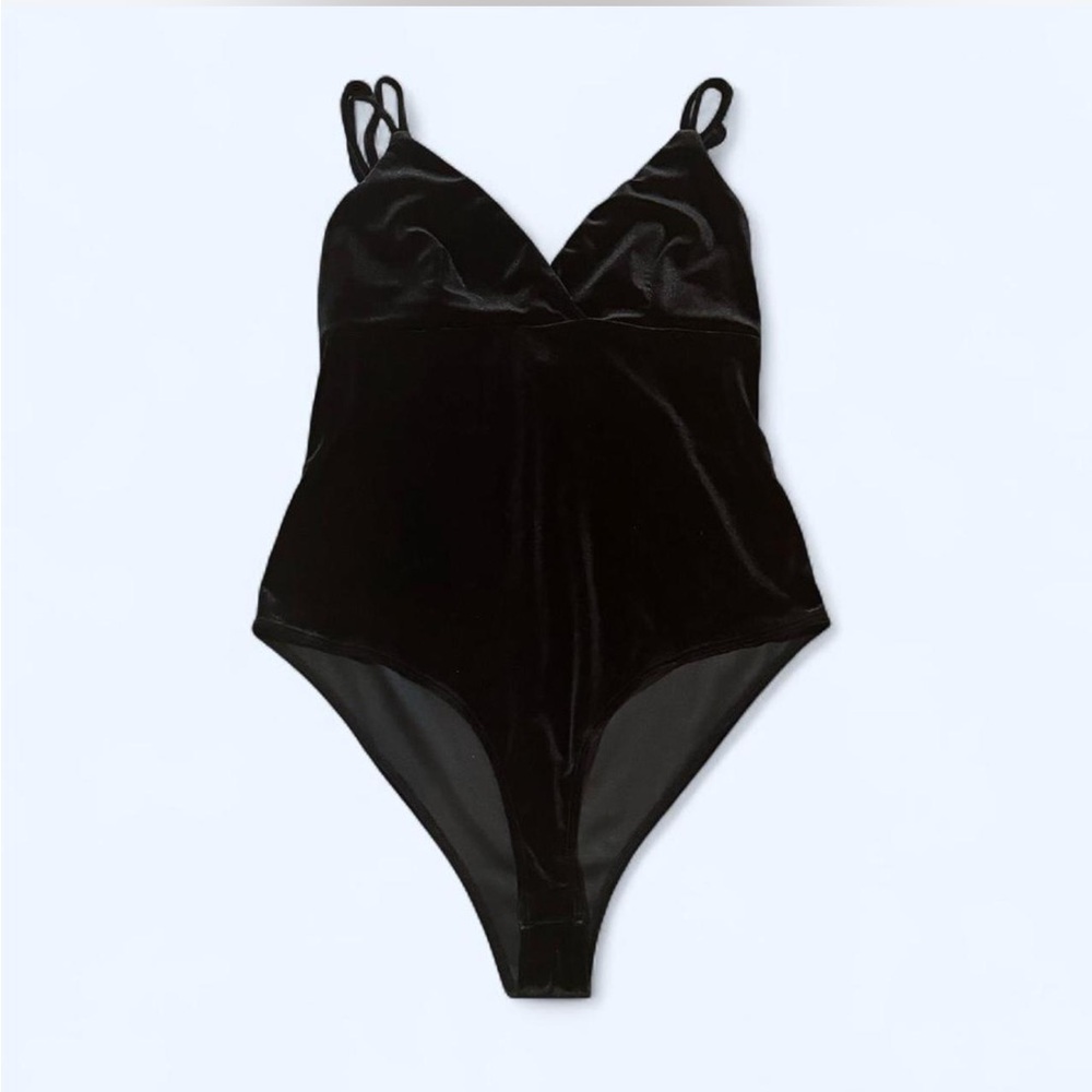 Forever 21 Black Velvet Bodysuit